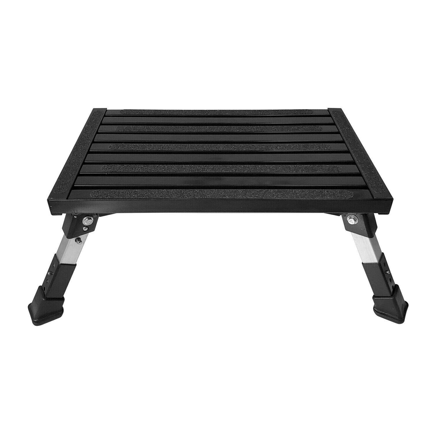 BLACK Single folding portable caravan step with adjustable legs